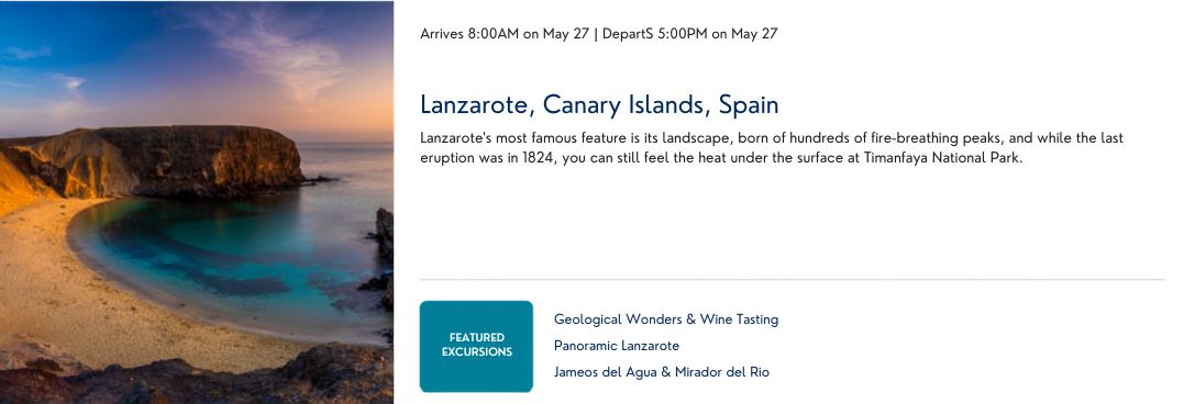 Lanzarote, Canary Islands, Spain Lanzarote’s most famous feature is its landscape, born of hundreds of fire-breathing peaks, and while the last eruption was in 1824, you can still feel the heat under the surface at Timanfaya National Park.